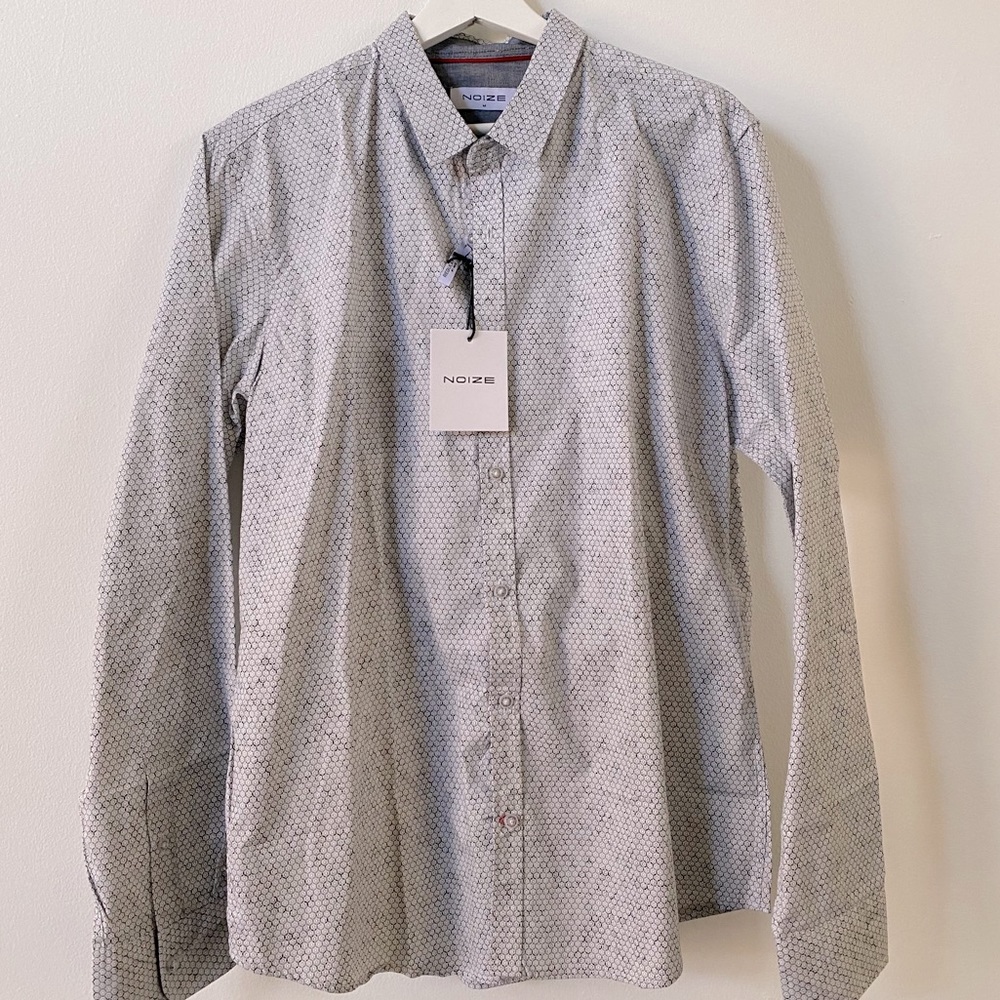NOIZE - Grey Honeycomb Pattern Button Down